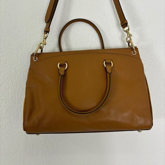 Coach Tan Leather Mia Large Satchel Purse - Picture 7 of 15